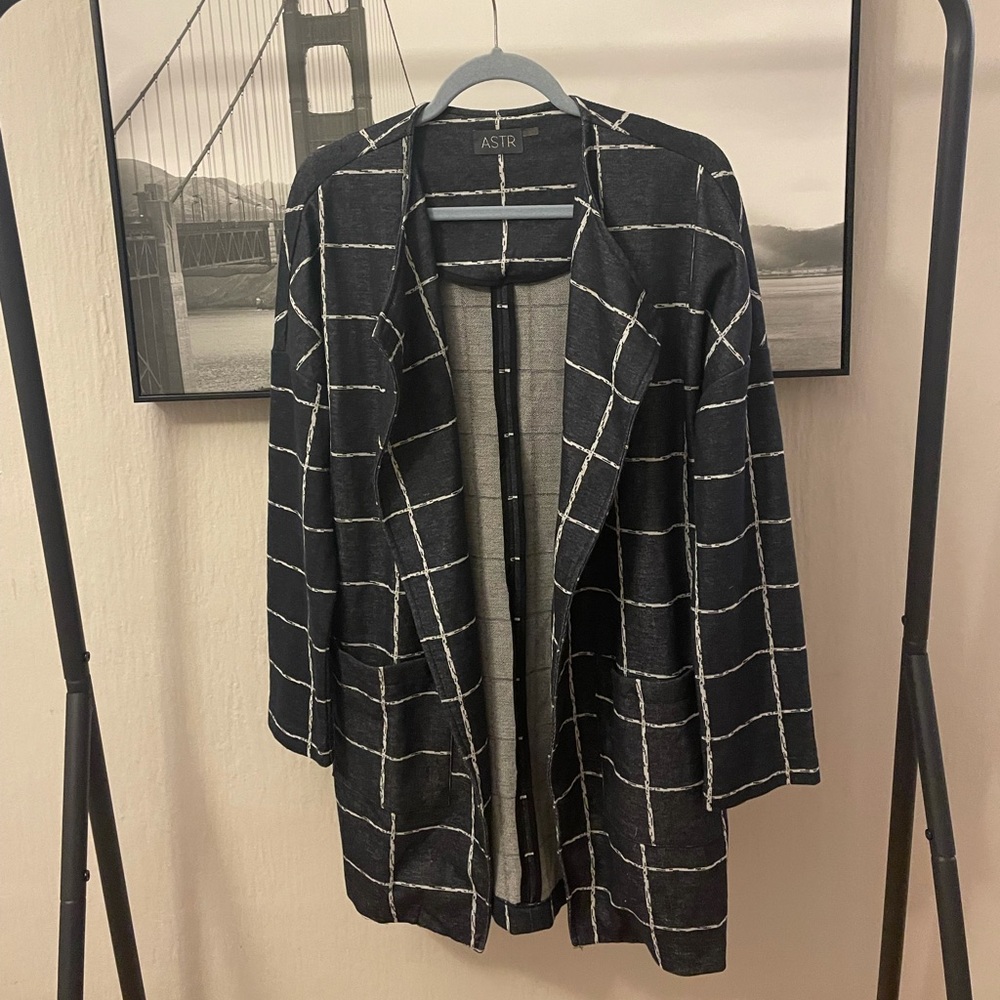 Plaid dark navy and white jacket